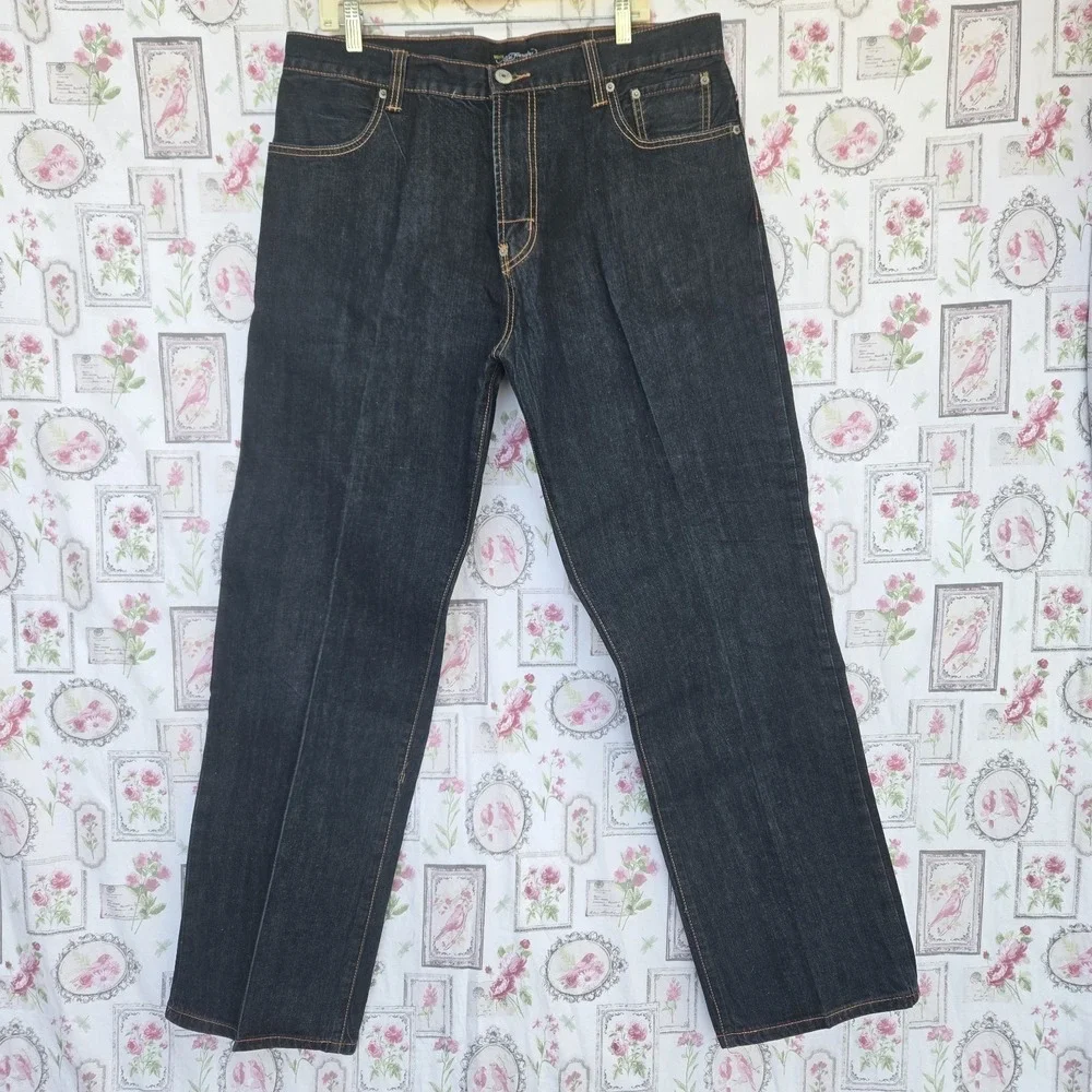 Vtg 2000s Ed Hardy Death or Glory Skull Embroidered Denim Jeans Y2K Men's‎ 38x34